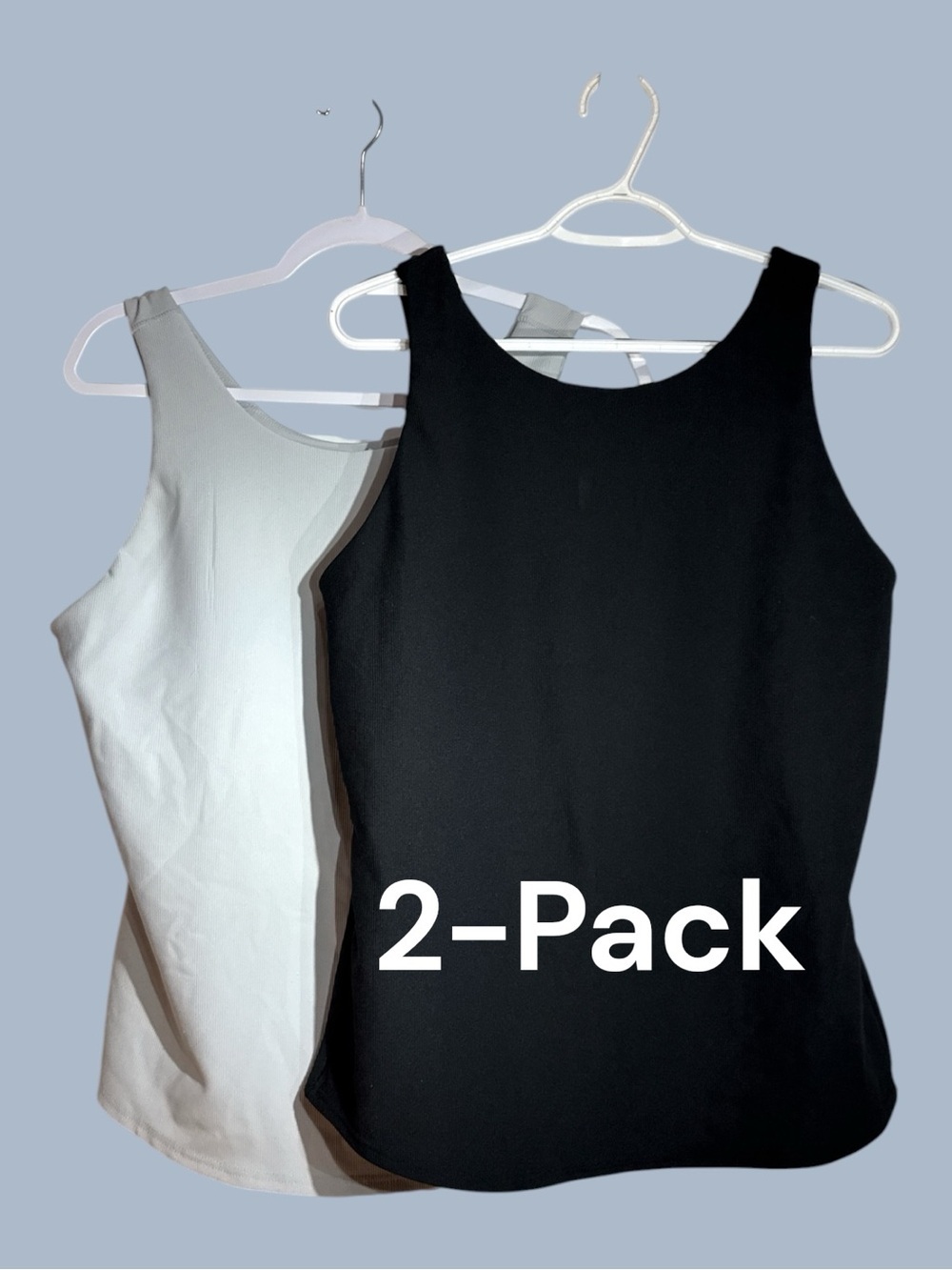 32 Degree Cool Ribbed Tank Tops with Built-in Bra, 2-Pack - Gray & Blk Size XL